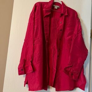 100% silk long sleeve tunic button down front and back sz M